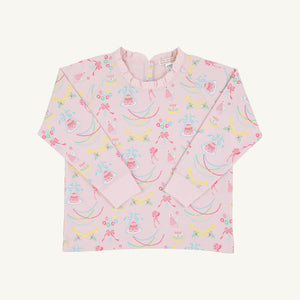Cassidy Comfy Crewneck - Golden Birthday w/ Palm Beach Pink - Ruffle