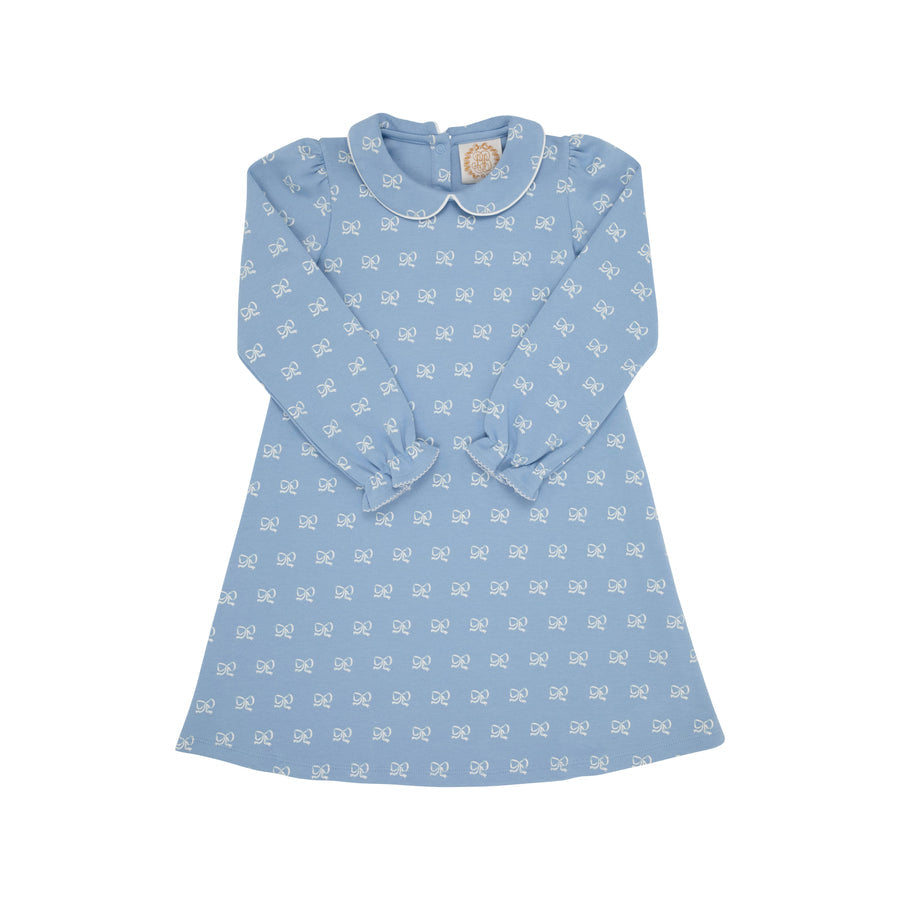 Sadie Sweatshirt Dress - Bon Ton Bows - Barrington Blue w/ Palmetto Pearl