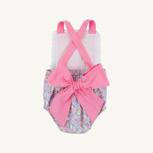 Load image into Gallery viewer, Sally Sunsuit - Briar Patch Petals w/ Hamptons Hot Pink - Dog Appliqué
