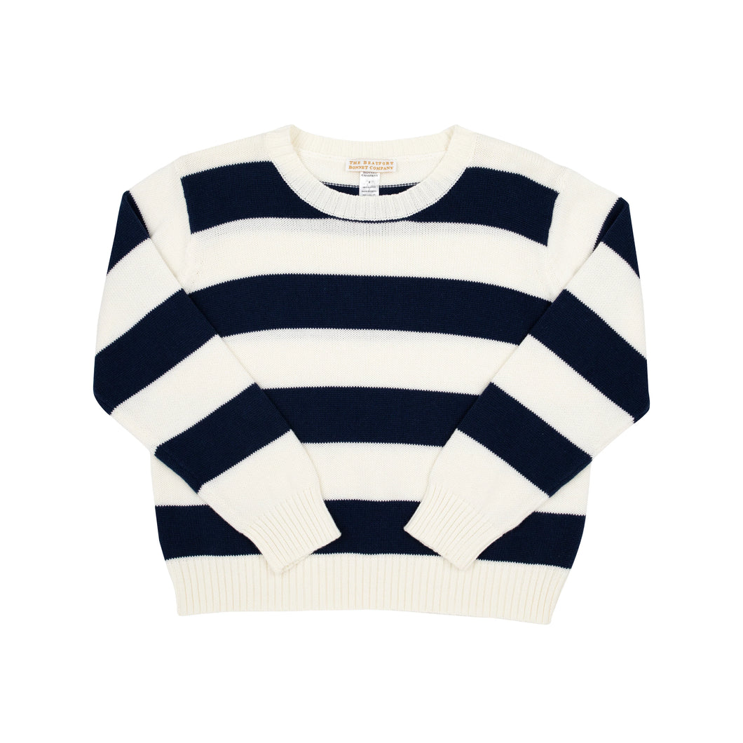 Seaton Sweater - Nantucket Navy & Palmetto Pearl Stripe