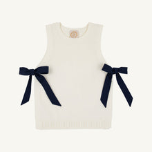 Load image into Gallery viewer, Shae Sweater Vest - Palmetto Pearl w/ Nantucket Navy Bows
