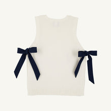 Load image into Gallery viewer, Shae Sweater Vest - Palmetto Pearl w/ Nantucket Navy Bows
