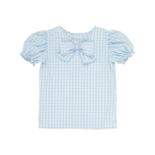 Load image into Gallery viewer, Beatrice Bow Blouse - Buckhead Blue Gingham - Short Sleeve
