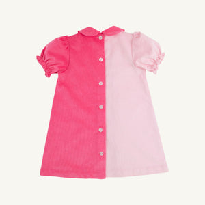 Blaire Button Dress - Palm Beach Pink & Romany Rose - Corduroy - Short Sleeve