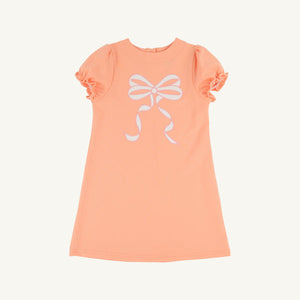 Eliza's Appliqué Dress - Seashore Sherbet w/ Pearl & Pink - Bow - Short Sleeve