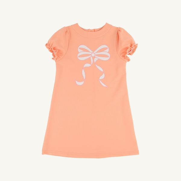 Eliza's Appliqué Dress - Seashore Sherbet w/ Pearl & Pink - Bow - Short Sleeve