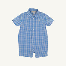 Load image into Gallery viewer, Sir Proper's Romper - Sunrise Blvd Blue Mini Gingham
