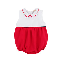 Load image into Gallery viewer, Sleeveless Bradford Bubble - Richmond Red w/ White and Navy - Piqué

