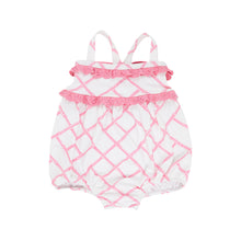 Load image into Gallery viewer, St. Bart&#39;s Bubble Bathing Suit - Pink Bamboo Proverbs w/ Hamptons Hot Pink
