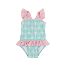 Load image into Gallery viewer, St. Lucia Swimsuit - Hanover Handblock Blue w/ Palm Beach Pink
