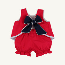 Load image into Gallery viewer, Susanne Swing Top Set - Richmond Red w/ Nantucket Navy Bow - Broadcloth
