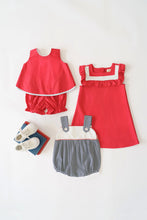 Load image into Gallery viewer, Susanne Swing Top Set - Richmond Red w/ Nantucket Navy Bow - Broadcloth
