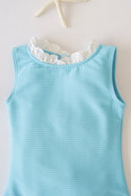 Load image into Gallery viewer, Sleeveless Sarasota Surf Suit - Belhaven Blue w/ Worth Ave White - Ribbed
