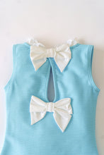 Load image into Gallery viewer, Sleeveless Sarasota Surf Suit - Belhaven Blue w/ Worth Ave White - Ribbed
