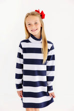 Load image into Gallery viewer, Prepletic Finley Funnel Dress - Nantucket Navy &amp; White Stripe
