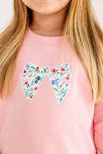 Load image into Gallery viewer, Cassidy Comfy Crewneck - Sandpearl Pink w/ Fair St Floral Bow - Puff Sleeve
