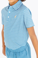 Load image into Gallery viewer, Prepletic™ Prim &amp; Proper Polo - Sumner County Stripe (Barnsley Blue)
