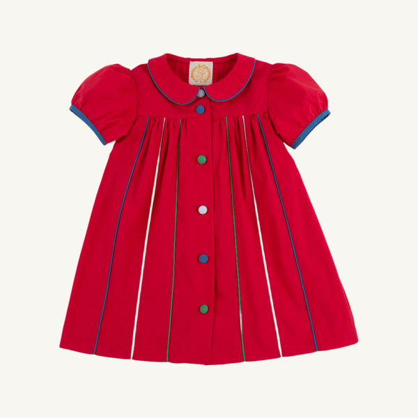 Tabitha's Teacher's Pet Dress - Richmond Red w/ Wood Boat Blue, Green, and White
