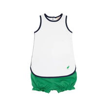 Load image into Gallery viewer, Taffy Tennis Dress - Worth Ave White w/ Navy and Kelly Green - Pima
