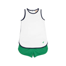 Load image into Gallery viewer, Taffy Tennis Dress - Worth Ave White w/ Navy and Kelly Green - Pima
