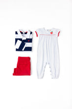 Load image into Gallery viewer, Rollins Rugby Shirt - Nantucket Navy &amp; White Stripe w/ Richmond Red
