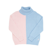 Load image into Gallery viewer, Townsend Turtleneck Sweater - Palm Beach Pink &amp; Beale Street Blue - Colorblock
