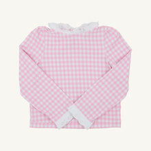 Load image into Gallery viewer, Winnie's Wave Spotter Swim Shirt - Pink Greenbrier Gingham w/ Worth Ave White - Keyhole - UPF
