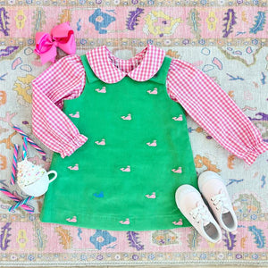 Maude's Peter Pan Collar Shirt - Hamptons Hot Pink Gingham - Long Sleeve