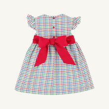 Load image into Gallery viewer, Addie Angel Sleeve Dress - Kindness Wins Windowpane w/ Richmond Red
