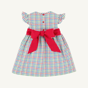 Addie Angel Sleeve Dress - Kindness Wins Windowpane w/ Richmond Red