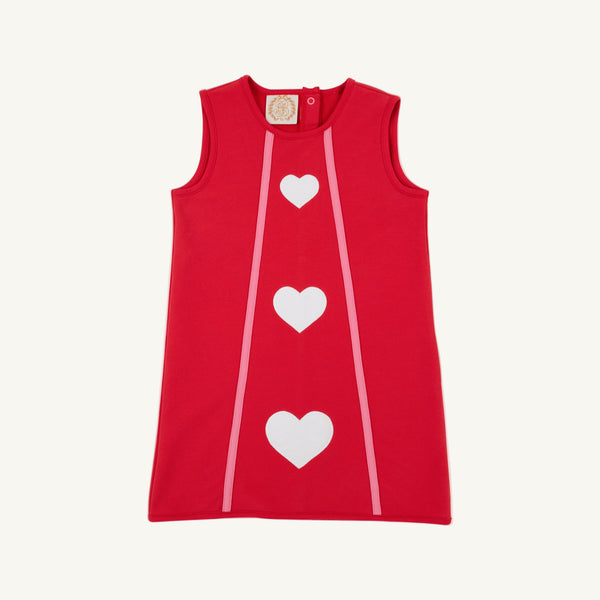 Annie Apron Dress - Richmond Red w/ Worth Ave White - Hearts
