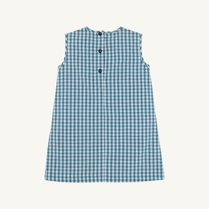 Annie Apron Dress - Highland Horses w/ Barnsley Blue Gingham