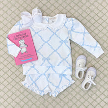 Load image into Gallery viewer, Maude&#39;s Ruffle Cassidy Crewneck - Belle Meade Bow (Buckhead Blue)
