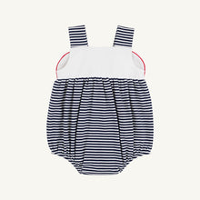 Load image into Gallery viewer, Bingham Bubble - Nantucket Navy Stripe w/ White and Red Trim - Pima
