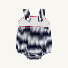 Load image into Gallery viewer, Bingham Bubble - Nantucket Navy Stripe w/ White and Red Trim - Pima
