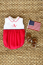 Load image into Gallery viewer, Sleeveless Bradford Bubble - Richmond Red w/ White and Navy - Piqué
