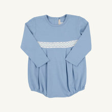 Load image into Gallery viewer, Bradford Bubble - Barrington Blue w/ White &amp; Old Greenwich Green Smocking - Long Sleeve - Pima
