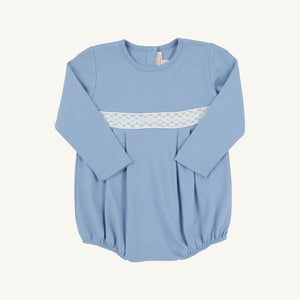 Bradford Bubble - Barrington Blue w/ White & Old Greenwich Green Smocking - Long Sleeve - Pima