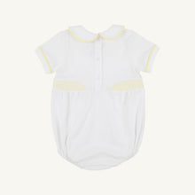 Load image into Gallery viewer, Brentley Bubble - Worth Ave White w/ Lake Worth Yellow Smocking - Pima
