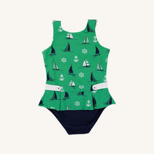 Load image into Gallery viewer, Bridgehampton Bathing Suit - Yacht to Join Us - Kiawah Kelly Green w/ Navy
