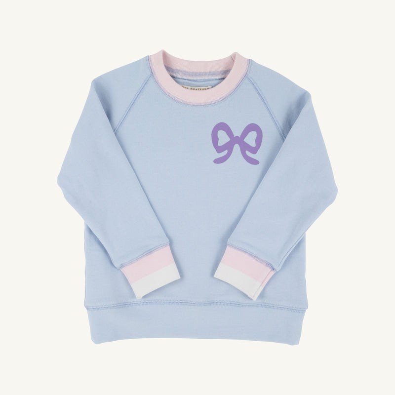 Cassidy Comfy Crewneck - Beale Street Blue w/ Bow - Engineered