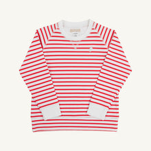 Load image into Gallery viewer, Cassidy Comfy Crewneck - Richmond Red &amp; Worth Ave White Stripe

