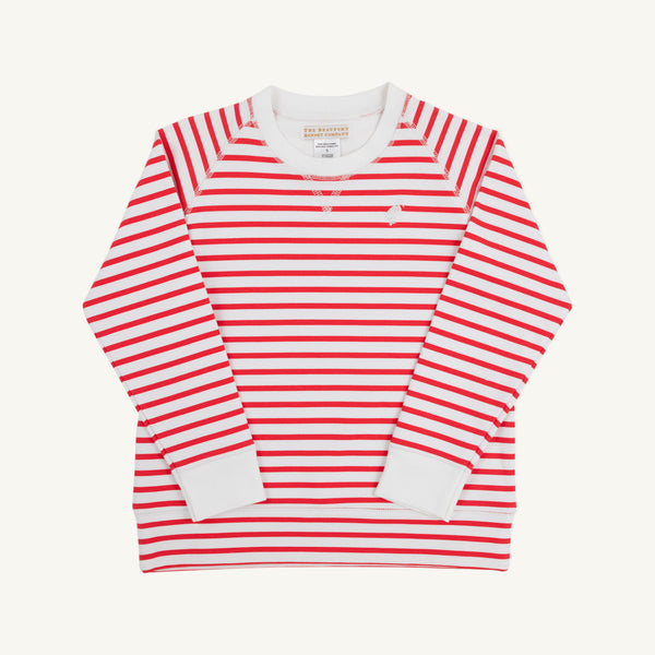 Cassidy Comfy Crewneck - Richmond Red & Worth Ave White Stripe