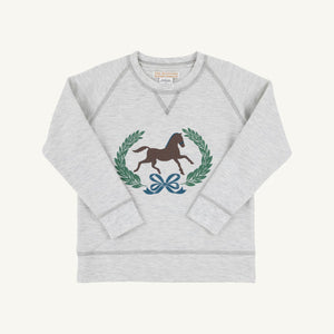 Cassidy Comfy Crewneck - Grantley Gray (Heathered) w/ Horse