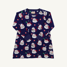 Load image into Gallery viewer, Cassidy Comfy Crewneck Dress - Keeping Spirits Bright (Navy) - Quilted
