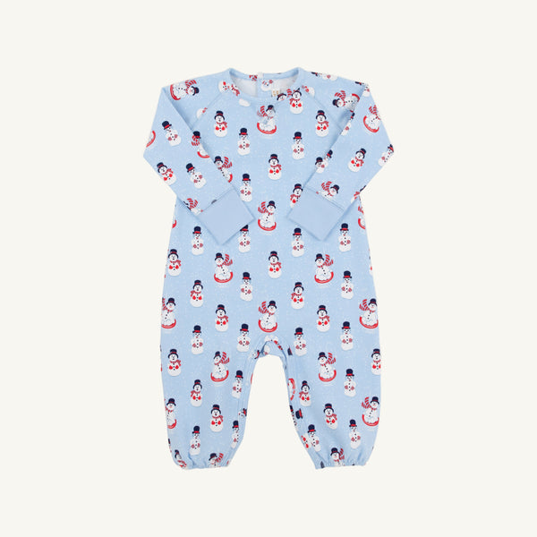 Cassidy Crewneck Romper - Frosty Friends w/ Beale Street Blue - Long Sleeve