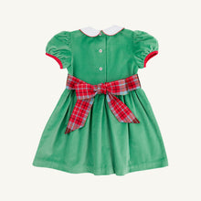 Load image into Gallery viewer, Cindy Lou Sash Dress - Kiawah Kelly Green w/ White &amp; Wilson Pier Plaid - Velveteen
