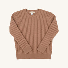 Load image into Gallery viewer, Crawford Crewneck Cable Sweater - Cape Elizabeth Camel
