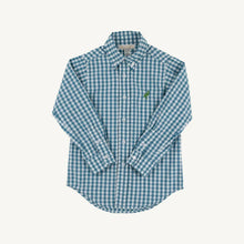 Load image into Gallery viewer, Dean's List Dress Shirt - Barnsley Blue Gingham w/ Gallatin Green

