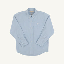 Load image into Gallery viewer, Dean's List Dress Shirt - Barrington Blue Tally Ticking Stripe
